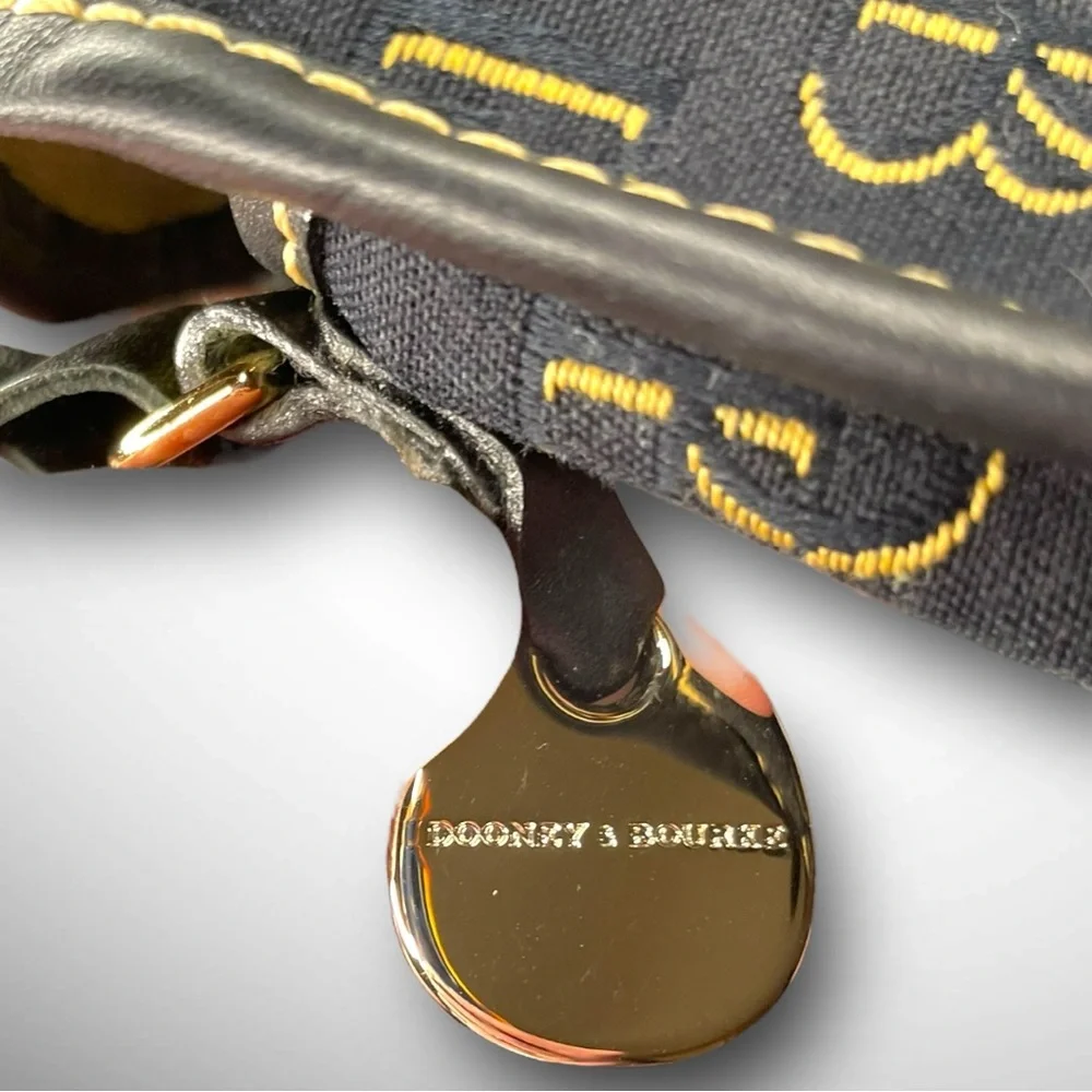 DOONEY & BOURKE 🪢 1975 SIGNATURE COLLINS FLAP CLUTCH IN BLACK & YELLOW - Picture 6 of 14